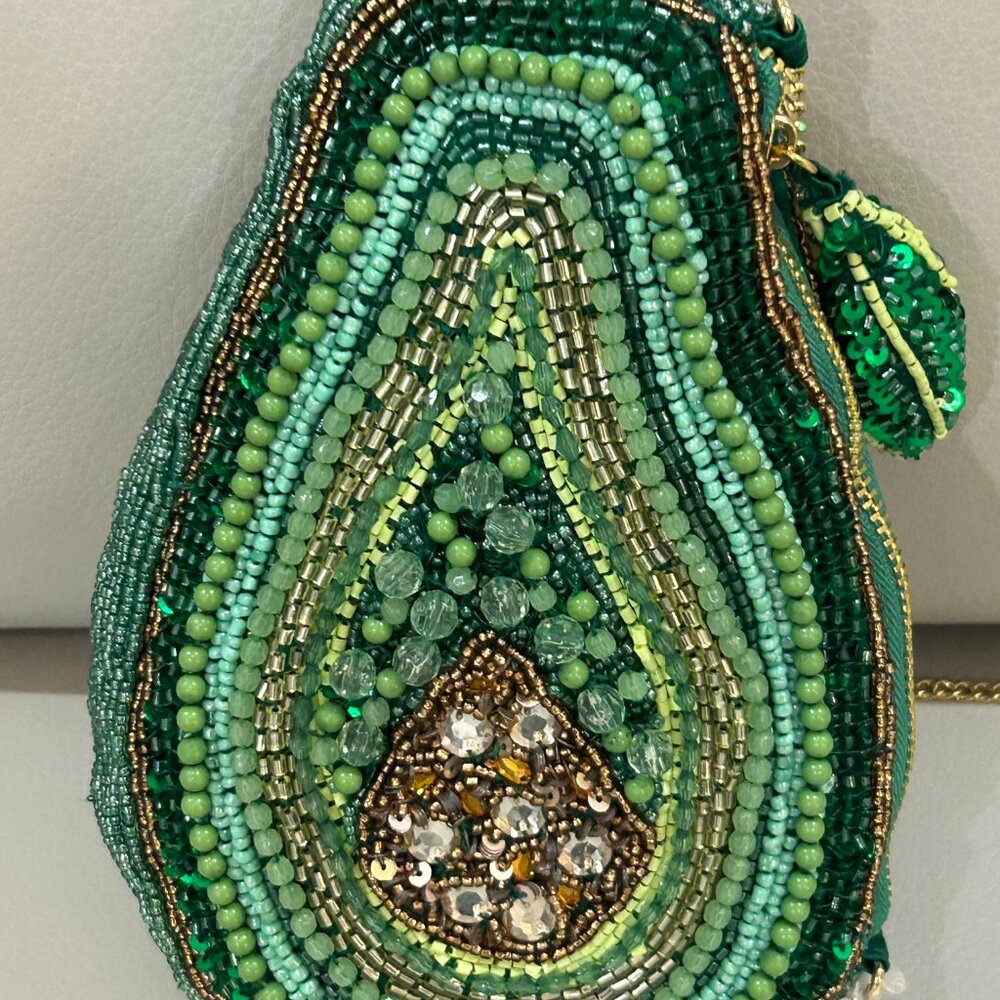 Avocado Beaded and Jeweled Bag Handcrafted in India Crossbody Clutch NWT - Picture 4 of 7